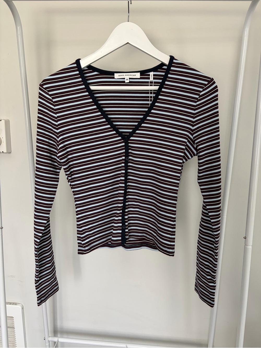 Good American The Rib V-Neck Cardigan